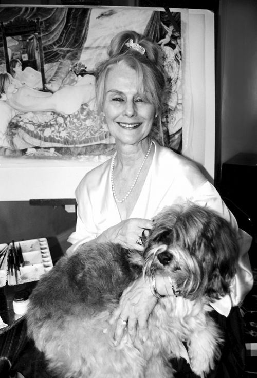 Claire Khalil in 2007, New York City with 'Madame 'A' as Penelope' and her Tibetan Terrier, Turner. Photography by Medina Khalil.