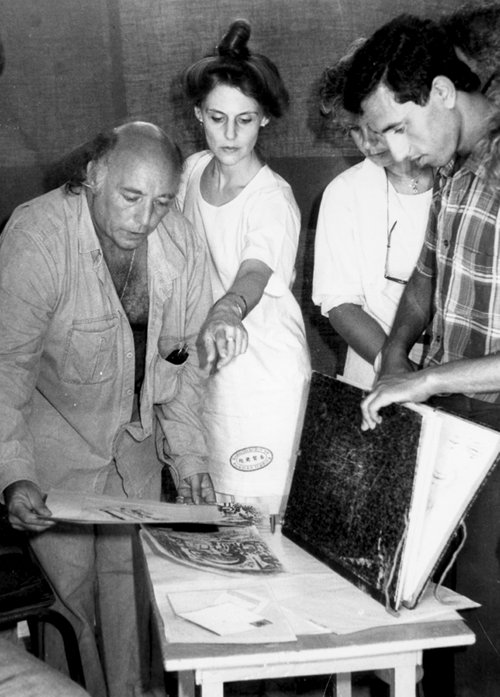 Claire Khalil in 1981 with Pierre Judibert and Leila Faraoui in Asilah, Morocco, the Asilah Moussem.